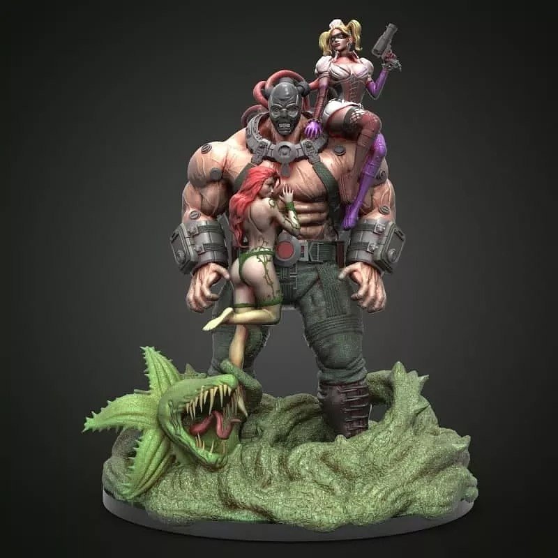 Bane Poison Ivy and Harley Quinn Diorama STL FILE 3D PRINT