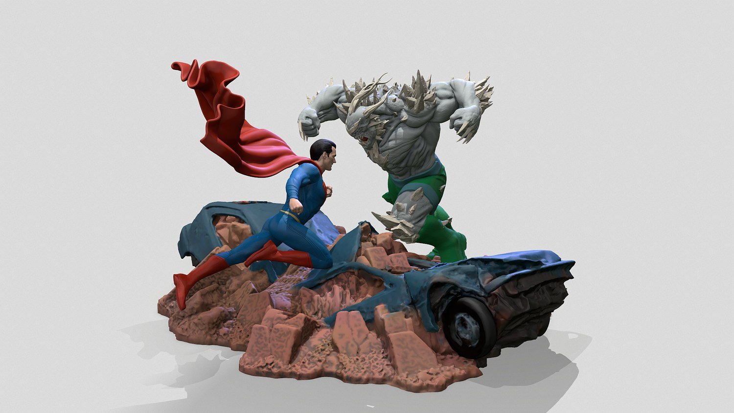 Superman Vs Doomsday Diorama STL FILE 3D PRINT