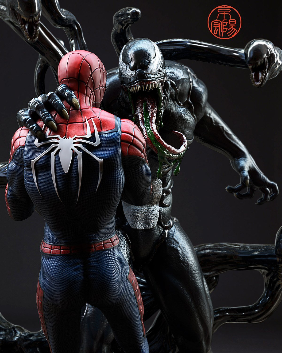 Spiderman vs Venom V2 Diorama STL FILE 3D PRINT