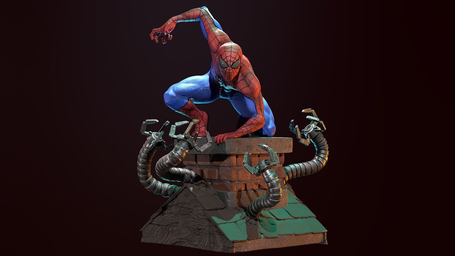 Spiderman on Chimney From Marvel STL FILE 3D PRINT