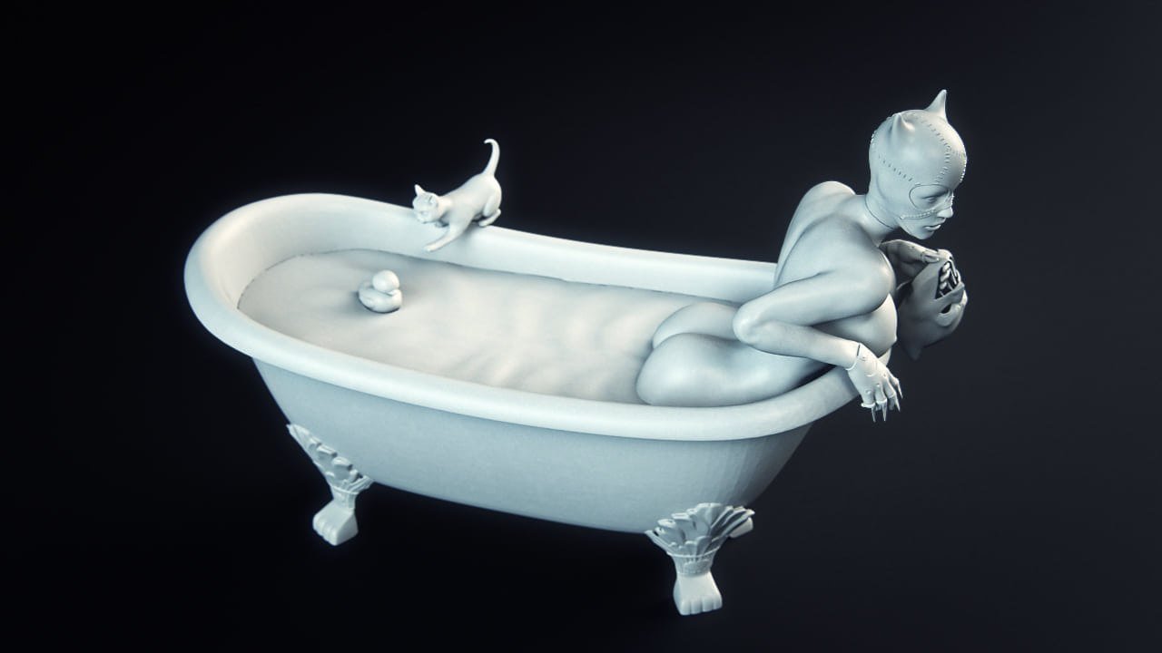 Catwoman in the bathtub from DC STL FILE 3D PRINT