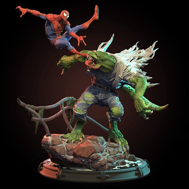 Spiderman vs Lizard from Marvel STL FILE 3D PRINT