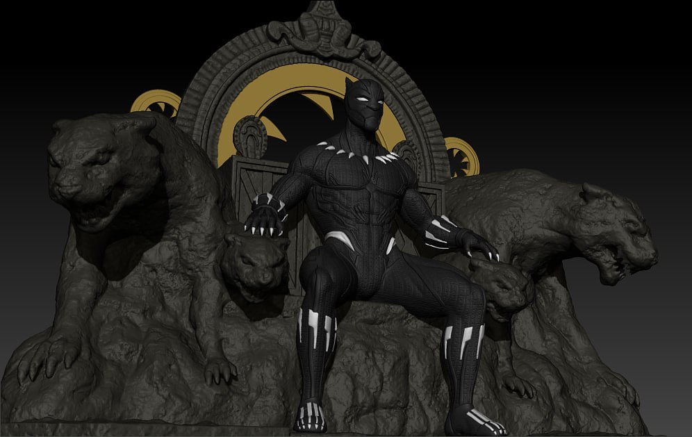 Black Panther on Throne from Marvel STL FILE 3D PRINT