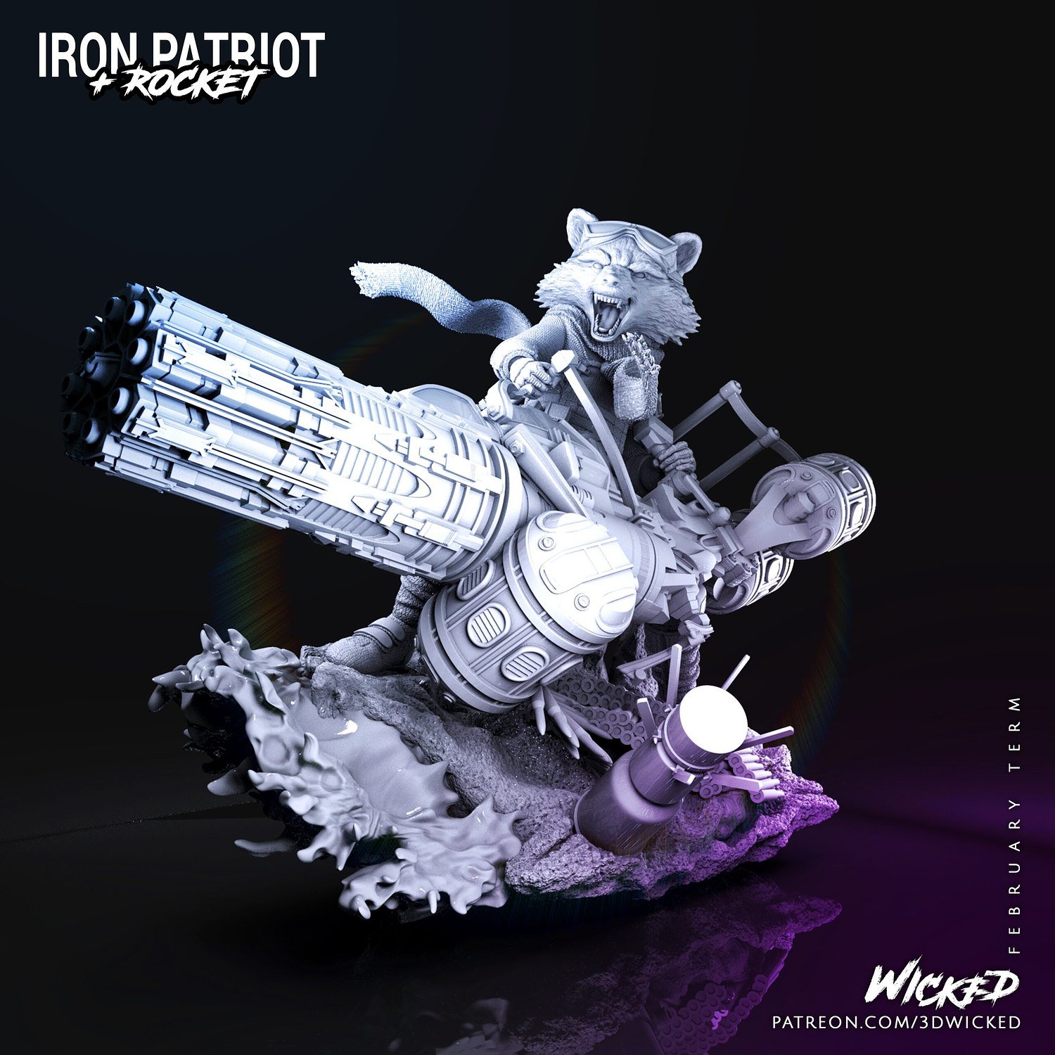 Rocket Racoon from Marvel STL FILE 3D PRINT