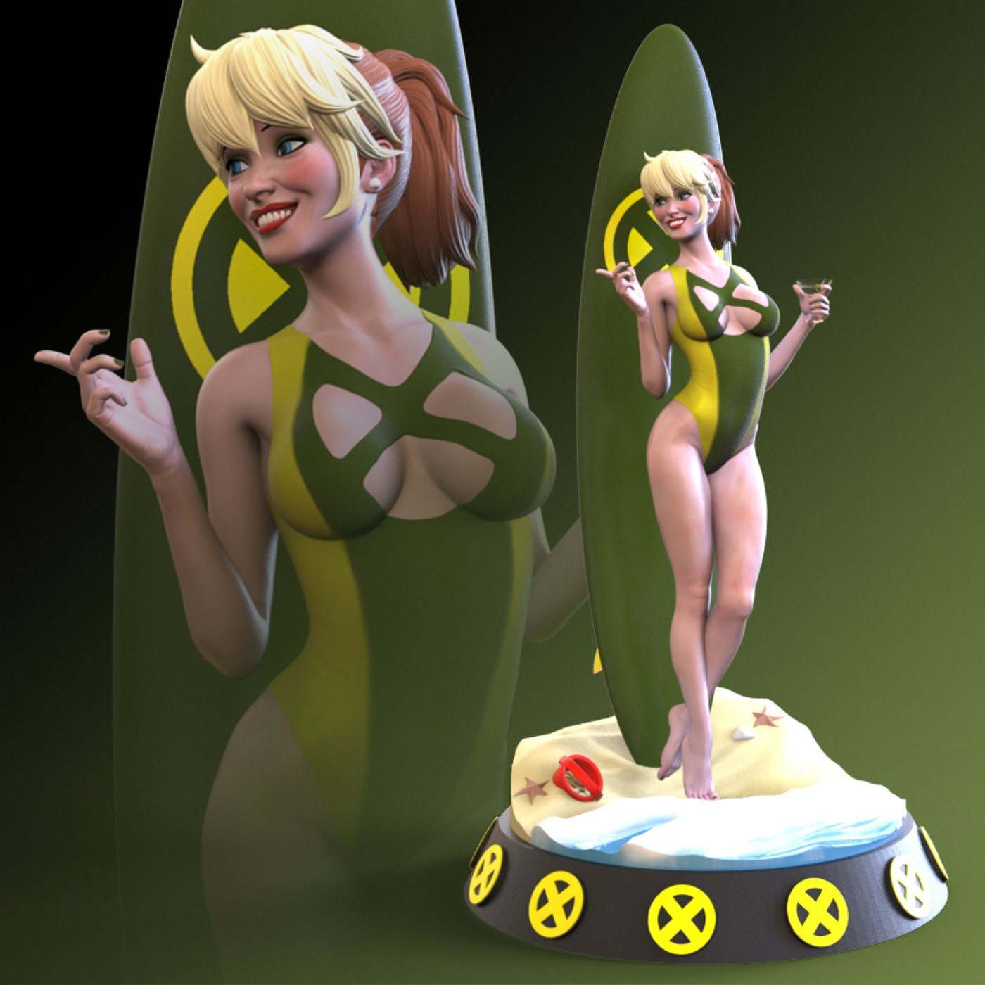 Rogue Surfing Outfit from X-Men STL FILE 3D PRINT