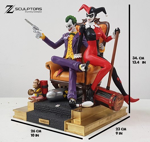 Joker and Harley on Throne from DC STL FILE 3D PRINT