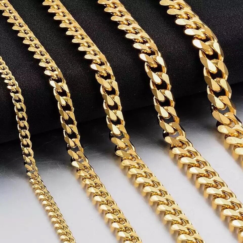 Stainless Steel 3.5MM Cuban Link Chain (Gold Color)