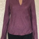 BANANA REPUBLIC 100% Linen Purple Blouse Long Sleeve V neck Shirt Top Size S