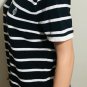 L-RL Ralph Lauren Active Womens 1/4 Zip Black Striped S/S Polo Shirt Top Sz L