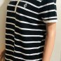 L-RL Ralph Lauren Active Womens 1/4 Zip Black Striped S/S Polo Shirt Top Sz L