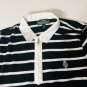 L-RL Ralph Lauren Active Womens 1/4 Zip Black Striped S/S Polo Shirt Top Sz L