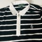 L-RL Ralph Lauren Active Womens 1/4 Zip Black Striped S/S Polo Shirt Top Sz L