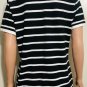 L-RL Ralph Lauren Active Womens 1/4 Zip Black Striped S/S Polo Shirt Top Sz L