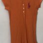 Ralph Lauren Girls Ruffled Big Pony Logo Polo Dress shirt Orange Size M (8-10)