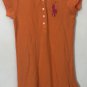 Ralph Lauren Girls Ruffled Big Pony Logo Polo Dress shirt Orange Size M (8-10)
