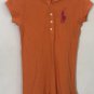 Ralph Lauren Girls Ruffled Big Pony Logo Polo Dress shirt Orange Size M (8-10)
