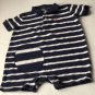 Ralph Lauren Polo Boys Infant Romper Snap Bottom Short Sleeve 18M Blue white