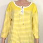 Lauren Ralph Lauren Jean Co. 3/4 Sleeve Womens Yellow Striped Top/Blouse Size XL