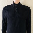 Calvin Klein Jeans Mens Button Mock Neck Black Ribbed Sweater size L