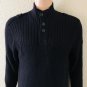 Calvin Klein Jeans Mens Button Mock Neck Black Ribbed Sweater size L
