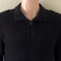 Calvin Klein Jeans Mens Button Mock Neck Black Ribbed Sweater size L