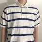 Polo Ralph Lauren Mens XL White Blue Stripe Rugby Short Sleeve Polo Shirt
