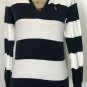 Ralph Lauren Sport Womenâs White & Blue Striped 100% Pima Cotton Light Sweater M