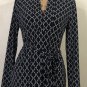 Brooks Brothers 346 Navy & White Belted Geometric Pattern Women's Dress Sz S