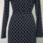 Brooks Brothers 346 Navy & White Belted Geometric Pattern Women's Dress Sz S