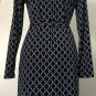 Brooks Brothers 346 Navy & White Belted Geometric Pattern Women's Dress Sz S