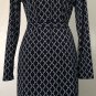 Brooks Brothers 346 Navy & White Belted Geometric Pattern Women's Dress Sz S