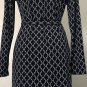 Brooks Brothers 346 Navy & White Belted Geometric Pattern Women's Dress Sz S