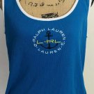 LRL Ralph Lauren Embroidered Nautical Tank Top Blue Sz L Logo Front Mini Rib LRL Ralph Lauren Embroidered Nautical Tank Top Blue Sz L Logo Front Mini Rib