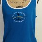 LRL Ralph Lauren Embroidered Nautical Tank Top Blue Sz L Logo Front Mini Rib