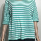 Lauren Ralph Lauren Womens 3/4 Sleeves Green Striped Scoop Neck Top Size XL Lauren Ralph Lauren Womens 3/4 Sleeves Green Striped Scoop Neck Top Size XL