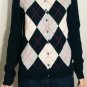 Apt 9. Womens 100% Cashmere Cardigan Argyle Sweater Size M