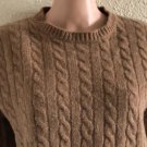 J.Crew Womens Vintage 100% Lambswool Cable Knit Sweater Size L Brown