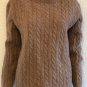 J.Crew Womens Vintage 100% Lambswool Cable Knit Sweater Size L Brown