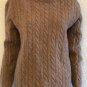J.Crew Womens Vintage 100% Lambswool Cable Knit Sweater Size L Brown