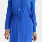 Lauren Ralph Lauren Womenâs Drawstring Blue Shirt Dress Sz 10P