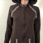 BCBG Maxazria Womens Full Zip Hooded Brown Jacket sweater Sz M