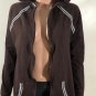 BCBG Maxazria Womens Full Zip Hooded Brown Jacket sweater Sz M