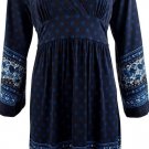 Michael Kors Women's Printed Bell Sleeves Dress Size M Navy
