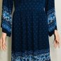 Michael Kors Women's Printed Bell Sleeves Dress Size M Navy