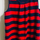 Ralph Lauren Girls Red & Blue Stripe Lace  Hem Sleeveless Dress Size M (8-10)
