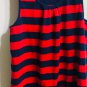 Ralph Lauren Girls Red & Blue Stripe Lace  Hem Sleeveless Dress Size M (8-10)