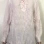 Tommy Bahama Womens Blouse Tunic Top White Striped Shirt Linen Blend Sz L