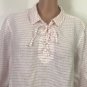 Tommy Bahama Womens Blouse Tunic Top White Striped Shirt Linen Blend Sz L