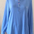 Lauren Ralph Lauren Womens Henley Pajama Top Long Sleeve Tunic Style sz XL Blue