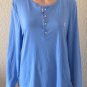 Lauren Ralph Lauren Womens Henley Pajama Top Long Sleeve Tunic Style sz XL Blue